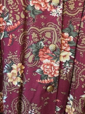 VTG 90s Gina Peters Woman Floral Paisley Midi Skirt 2X Rayon Button Front USA